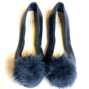 Gap metallic navy Pom Pom ballet flats 🥿